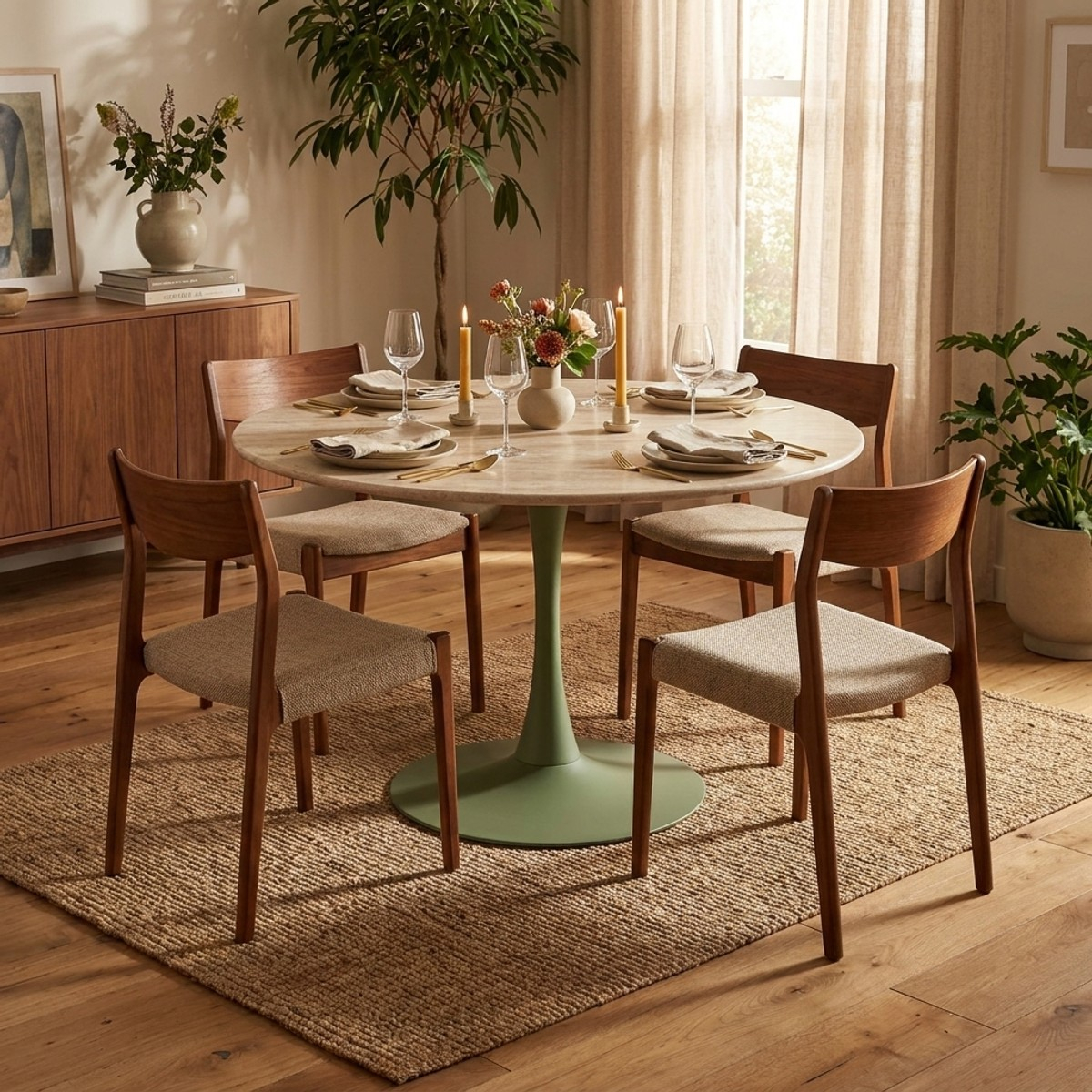 Table à manger ronde en MDF et fer Stoccolma
