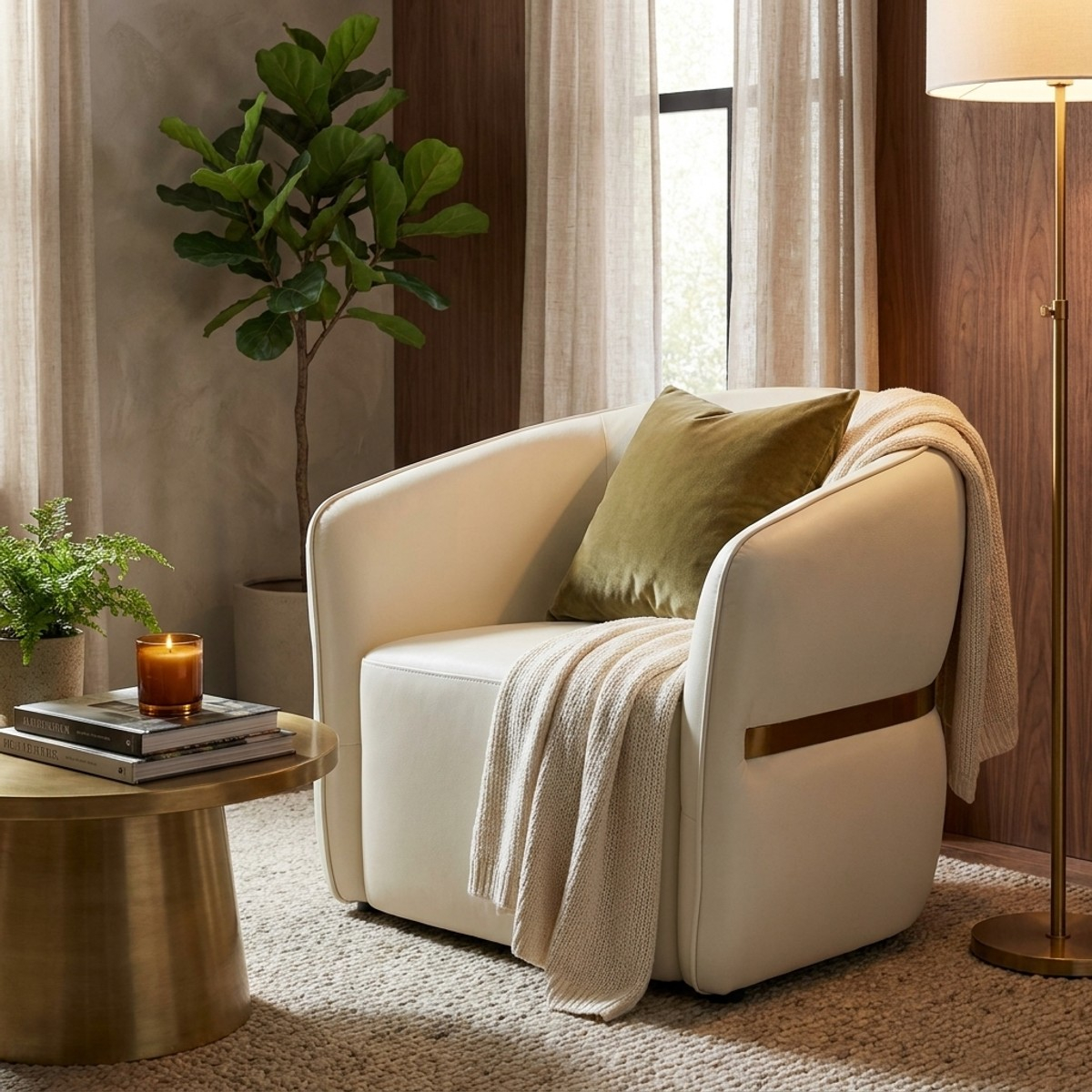 Sillón tapizado en ecopiel para salón Minsk