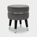Gepolsterter Samthocker aus Holz Paris Silver