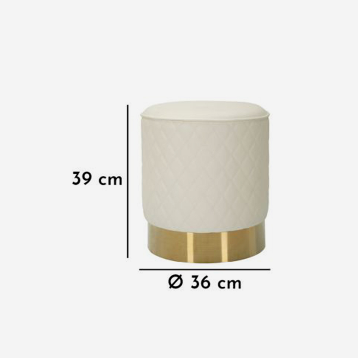 Puf redondo acolchado con base de metal Sharon redondo