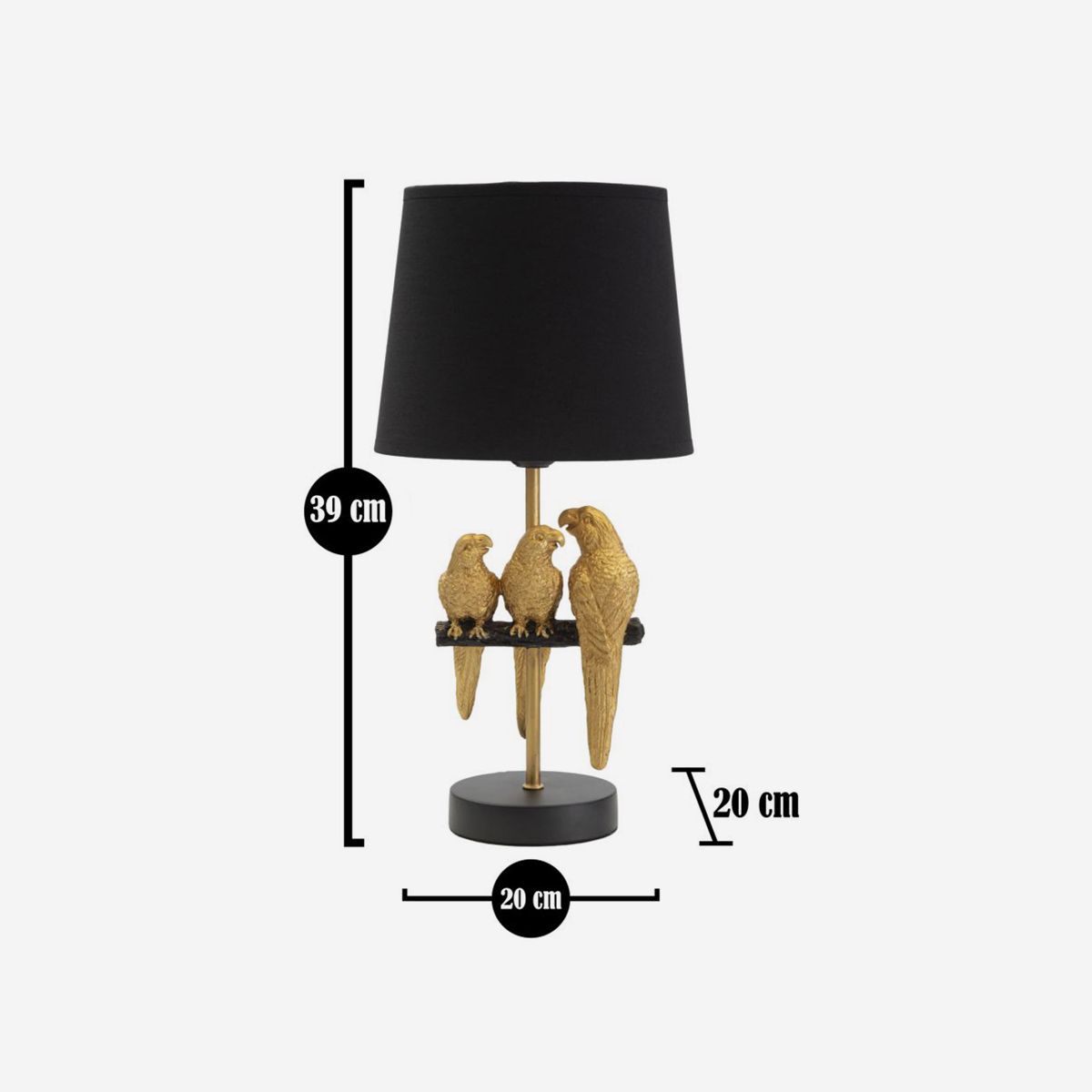 Lámpara de mesita de noche con pantalla de tela Pappagalli 40