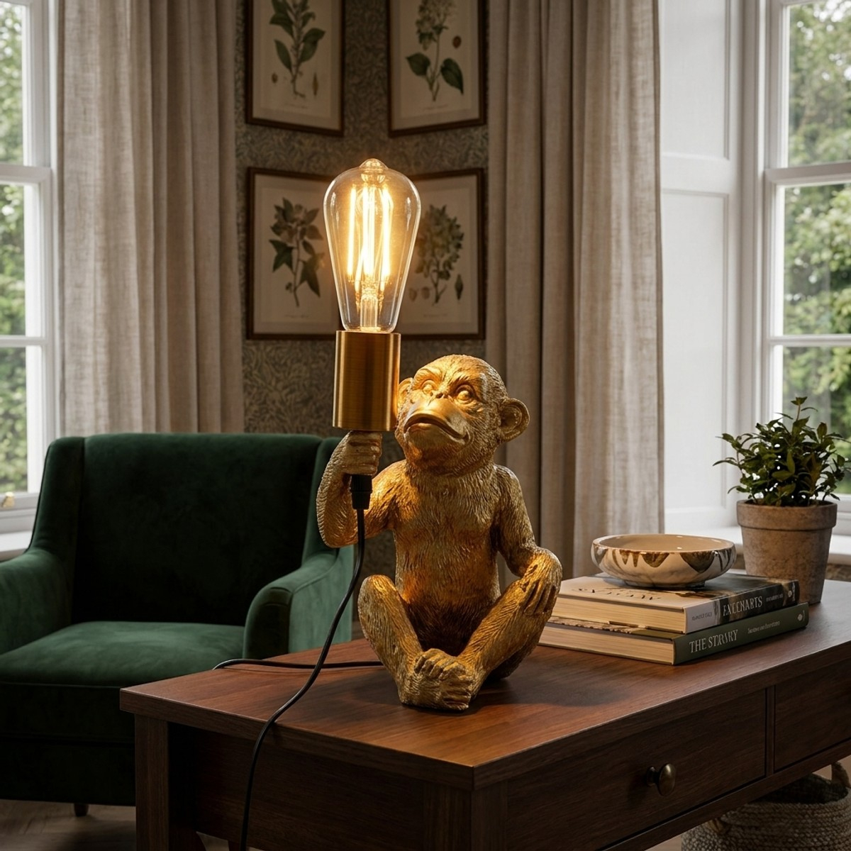 Lampada da tavolo decorativa in poliresina Monkey