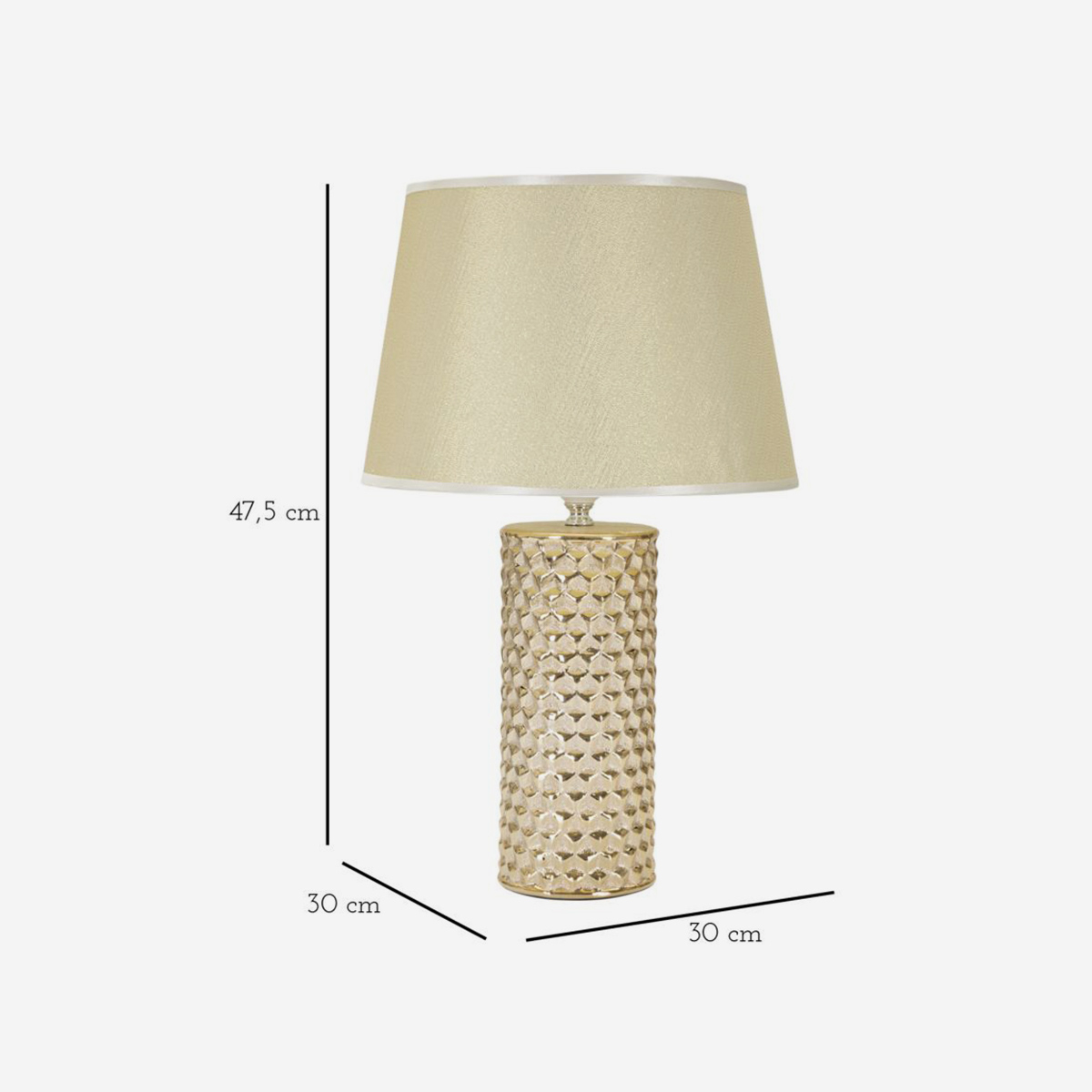 Lámpara de mesa de cerámica con pantalla Glam gold
