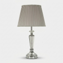 Lampada da tavolo in metallo vetro e tessuto Silvery