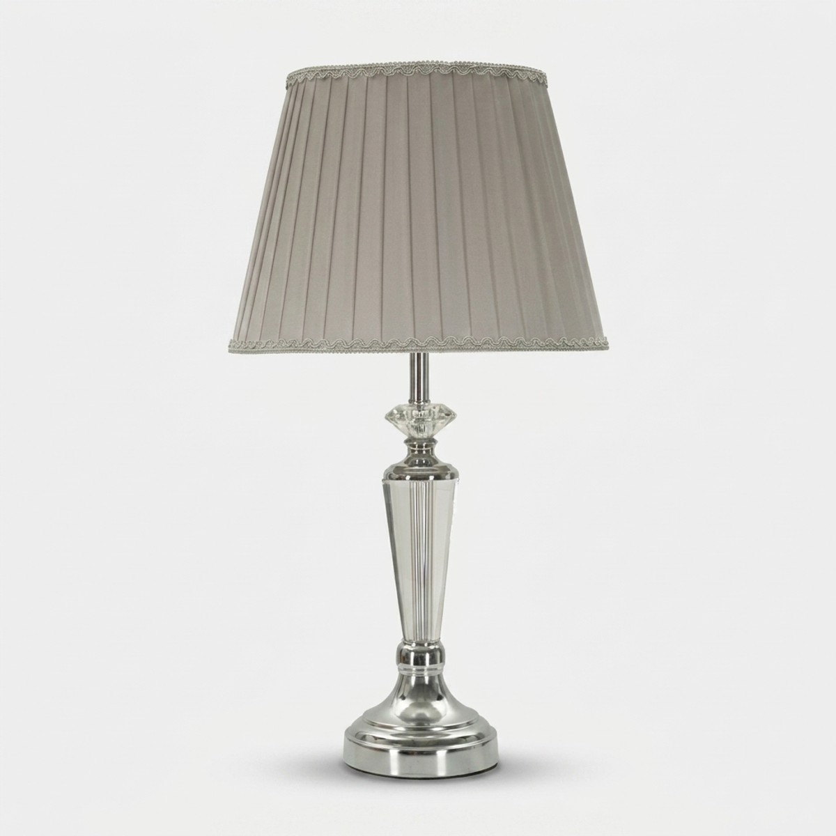 Lampada da tavolo in metallo vetro e tessuto Silvery