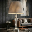 Lampada da tavolo in metallo vetro e tessuto Silvery
