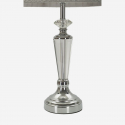 Lampada da tavolo in metallo vetro e tessuto Silvery
