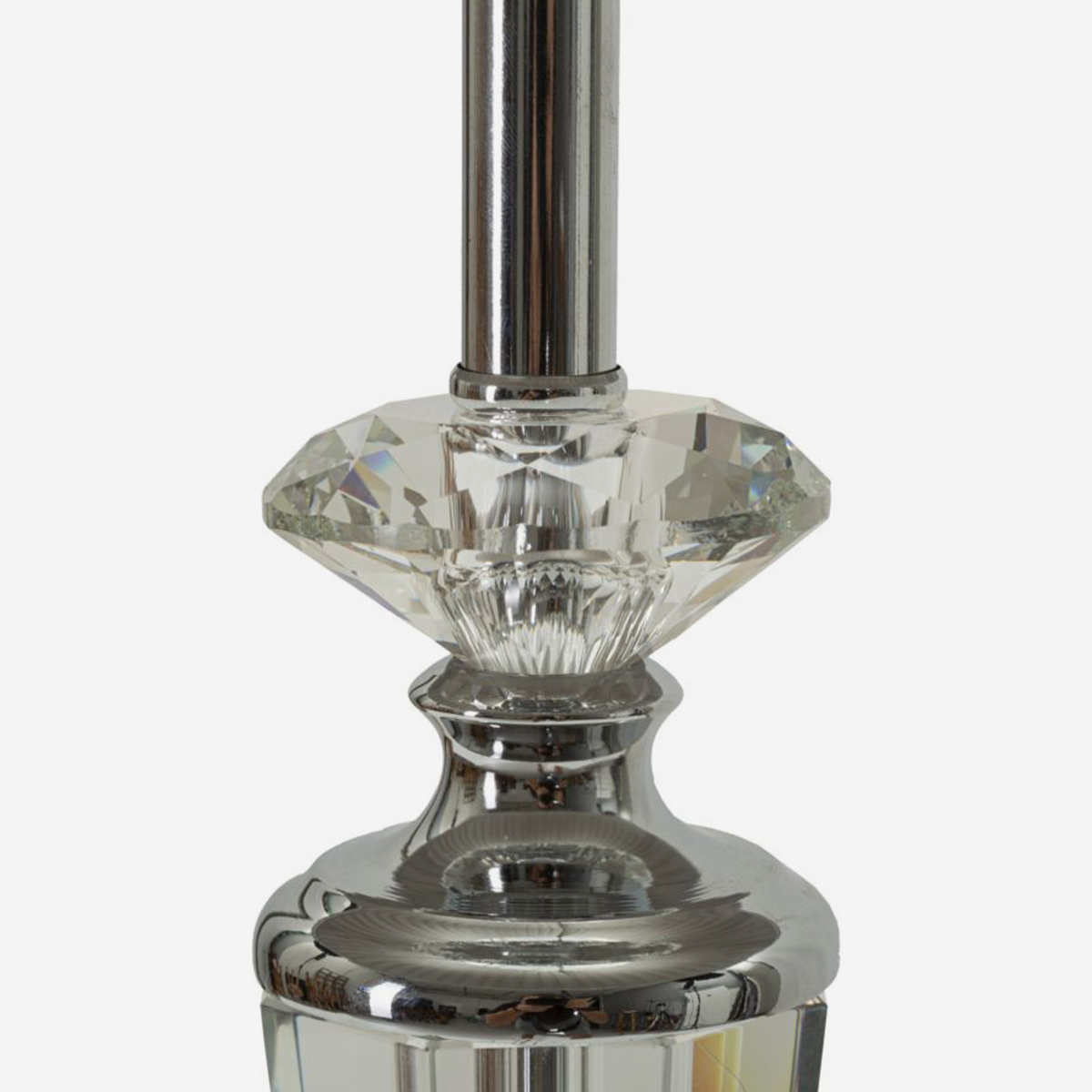 Lampada da tavolo in metallo vetro e tessuto Silvery