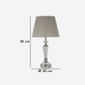Lampada da tavolo in metallo vetro e tessuto Silvery