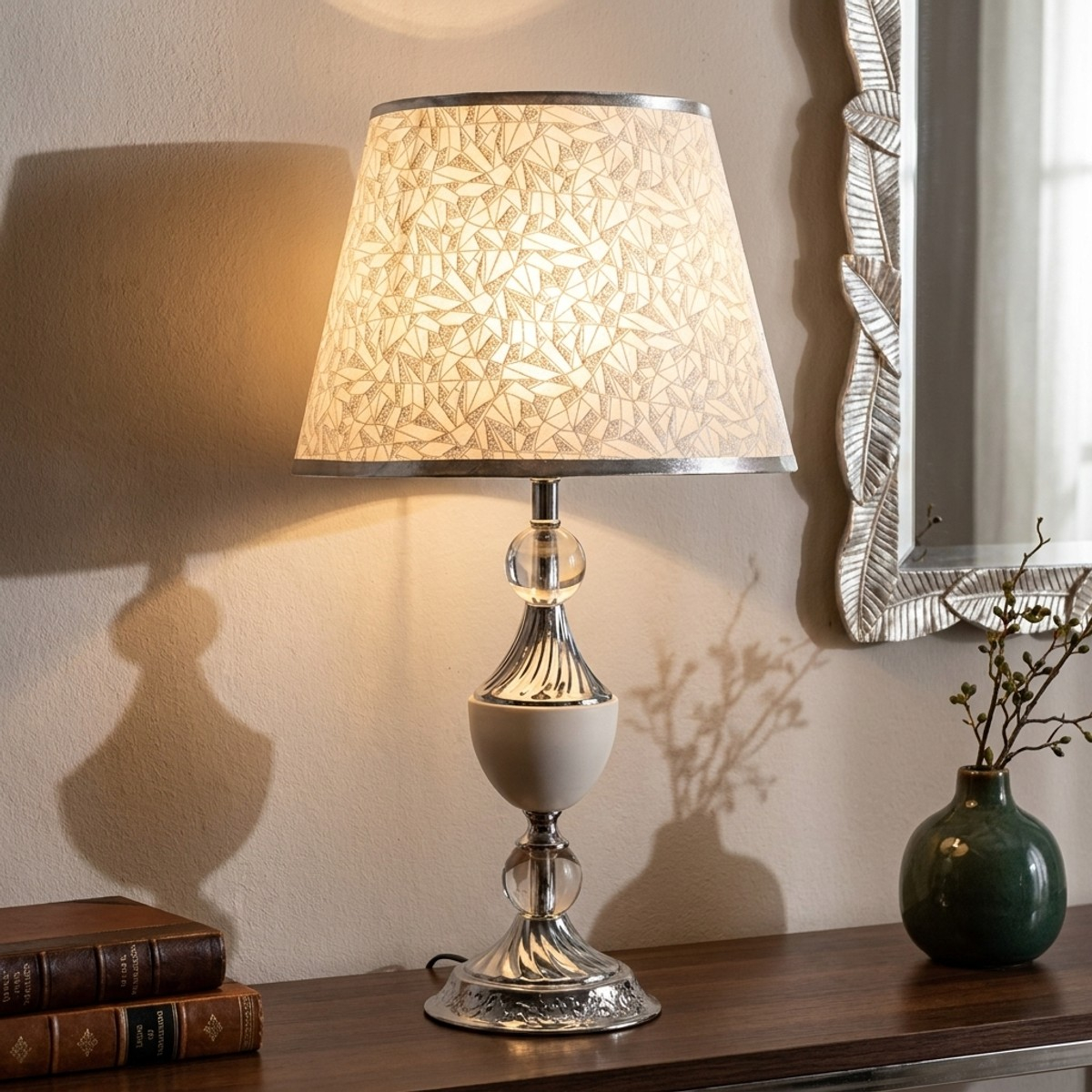 Tischlampe aus Eisen und Stoff Kody