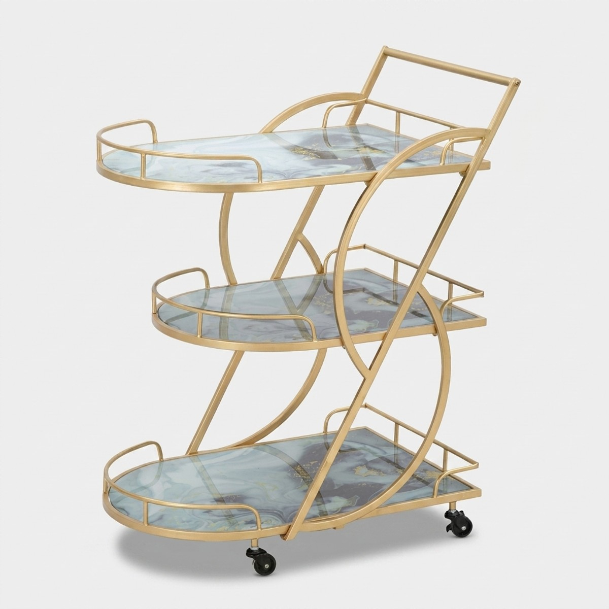 Carrito auxiliar porta alimentos con estantes de vidrio Marble Glass