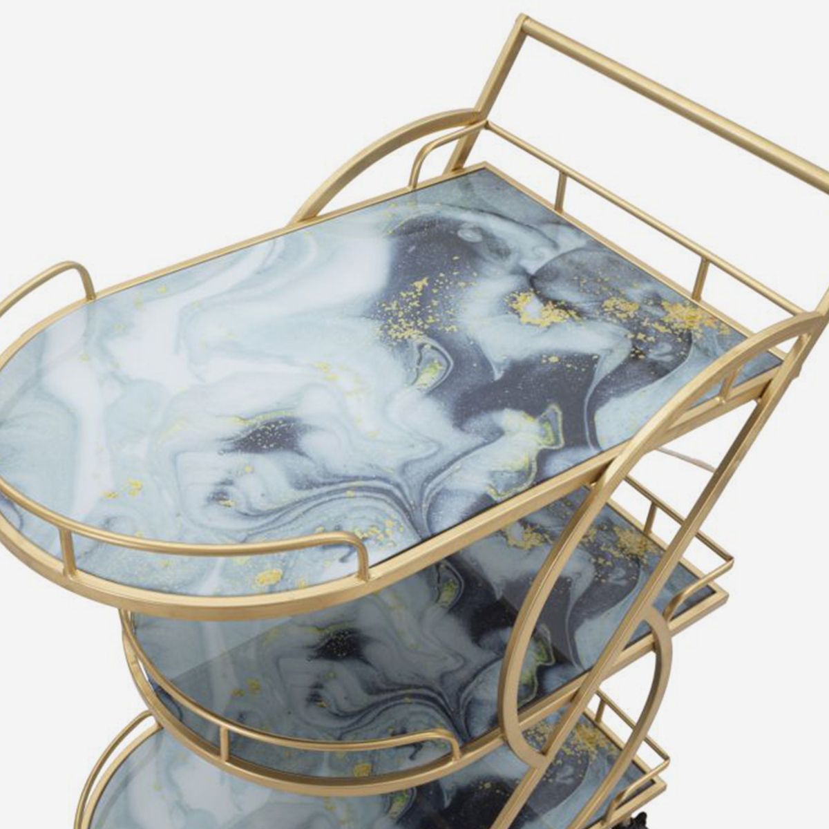 Carrito auxiliar porta alimentos con estantes de vidrio Marble Glass