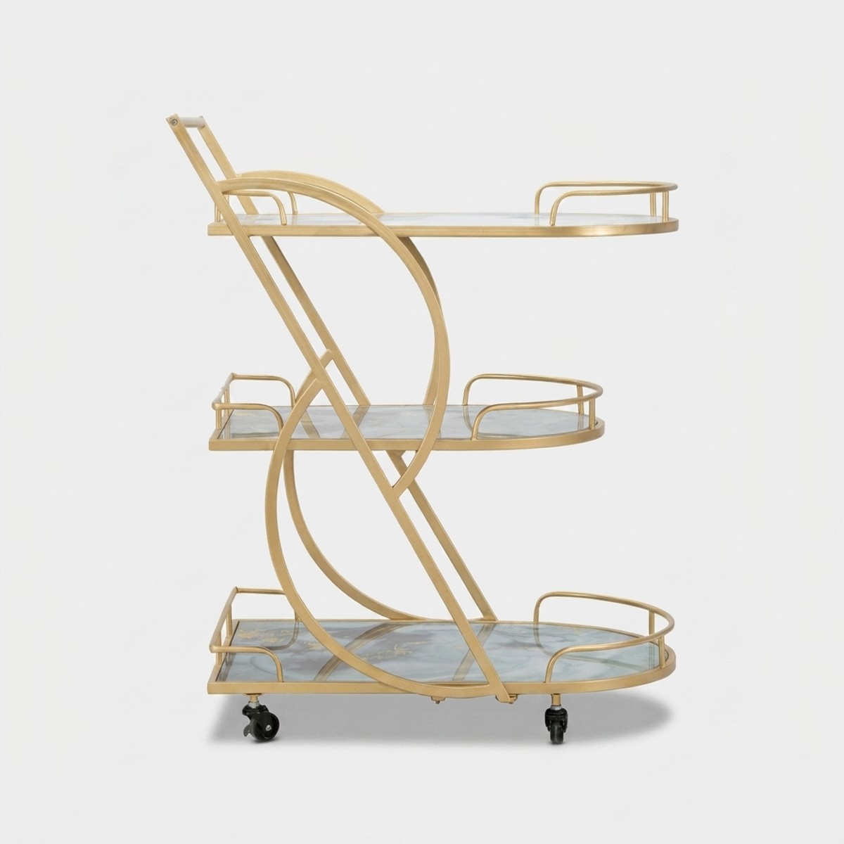 Carrito auxiliar porta alimentos con estantes de vidrio Marble Glass