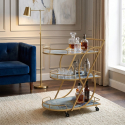 Carrito auxiliar porta alimentos con estantes de vidrio Marble Glass