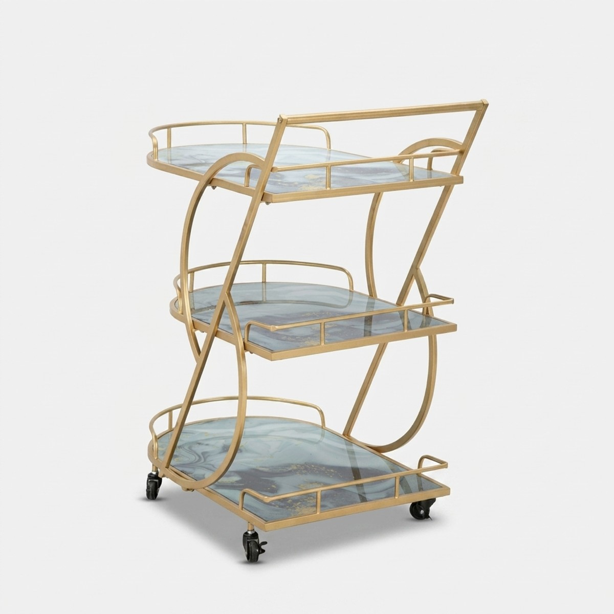 Carrito auxiliar porta alimentos con estantes de vidrio Marble Glass