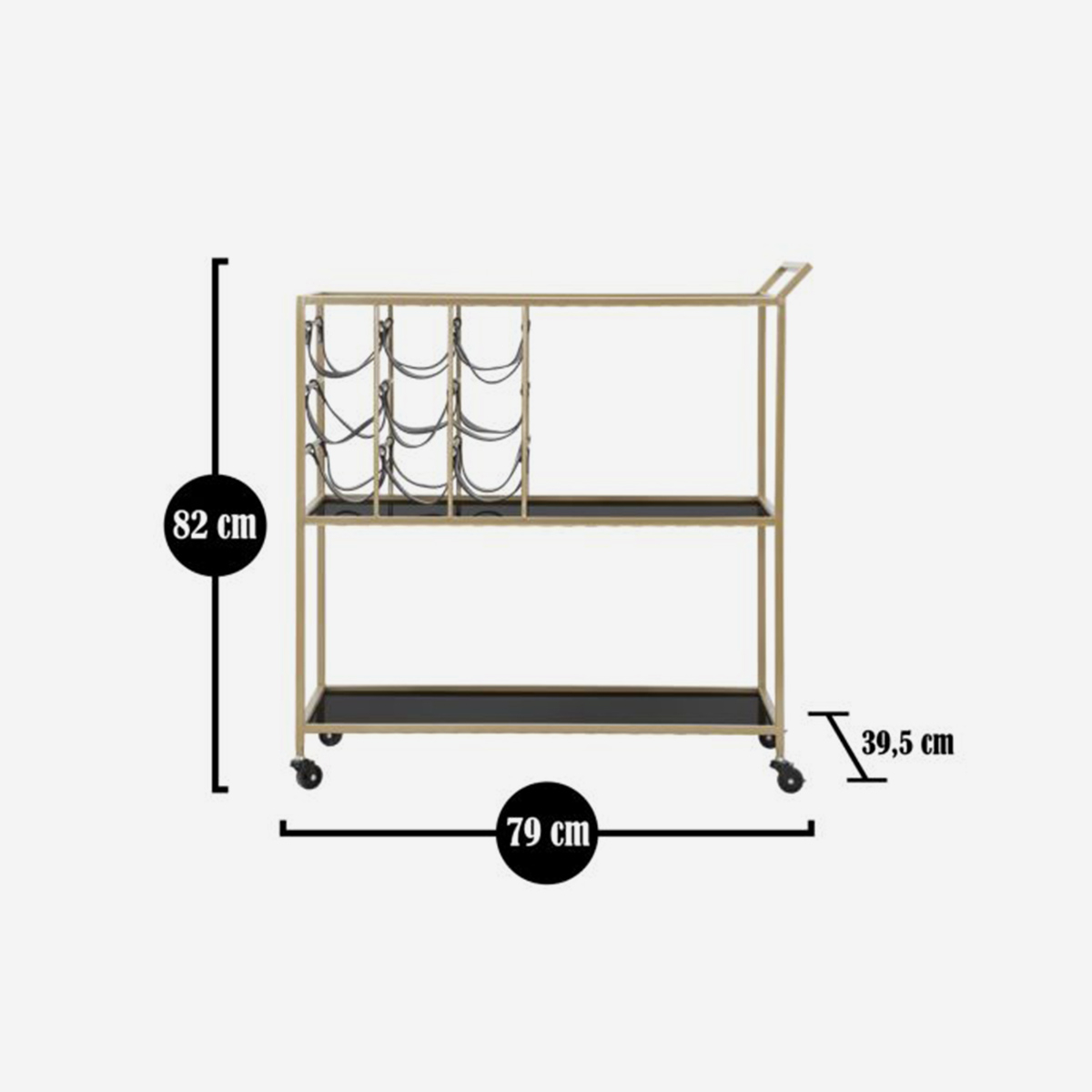 Carrito portacomidas y botellero con ruedas Black String