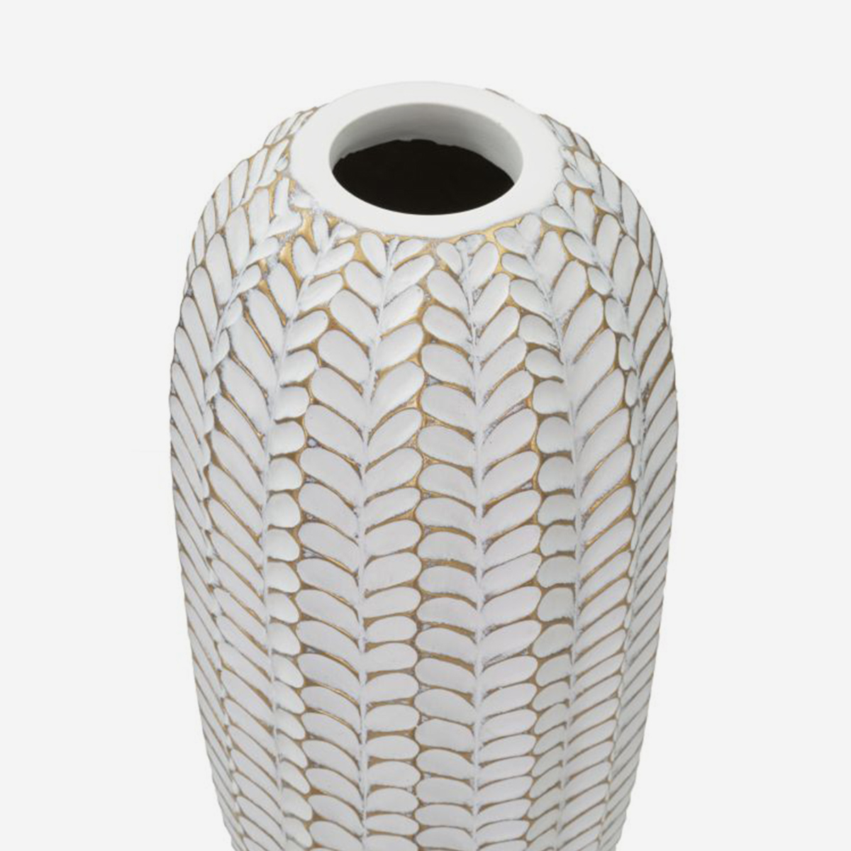 Vaso decorativo in resina intagliata da terra Leaf