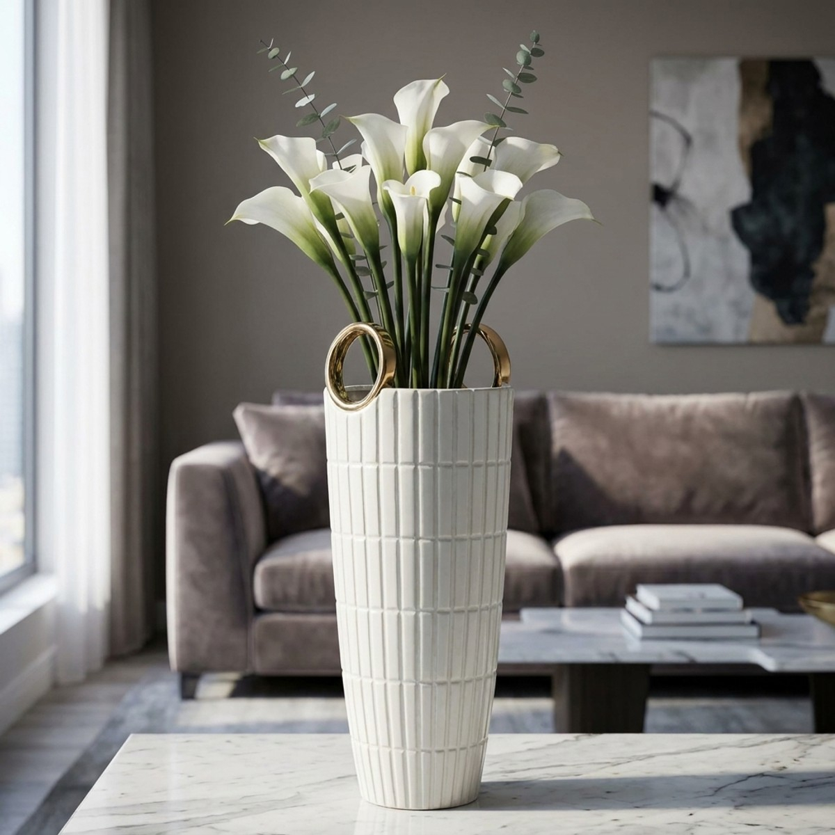 Dekorative Keramikvase mit Reliefs und Zieringen Shopping 45