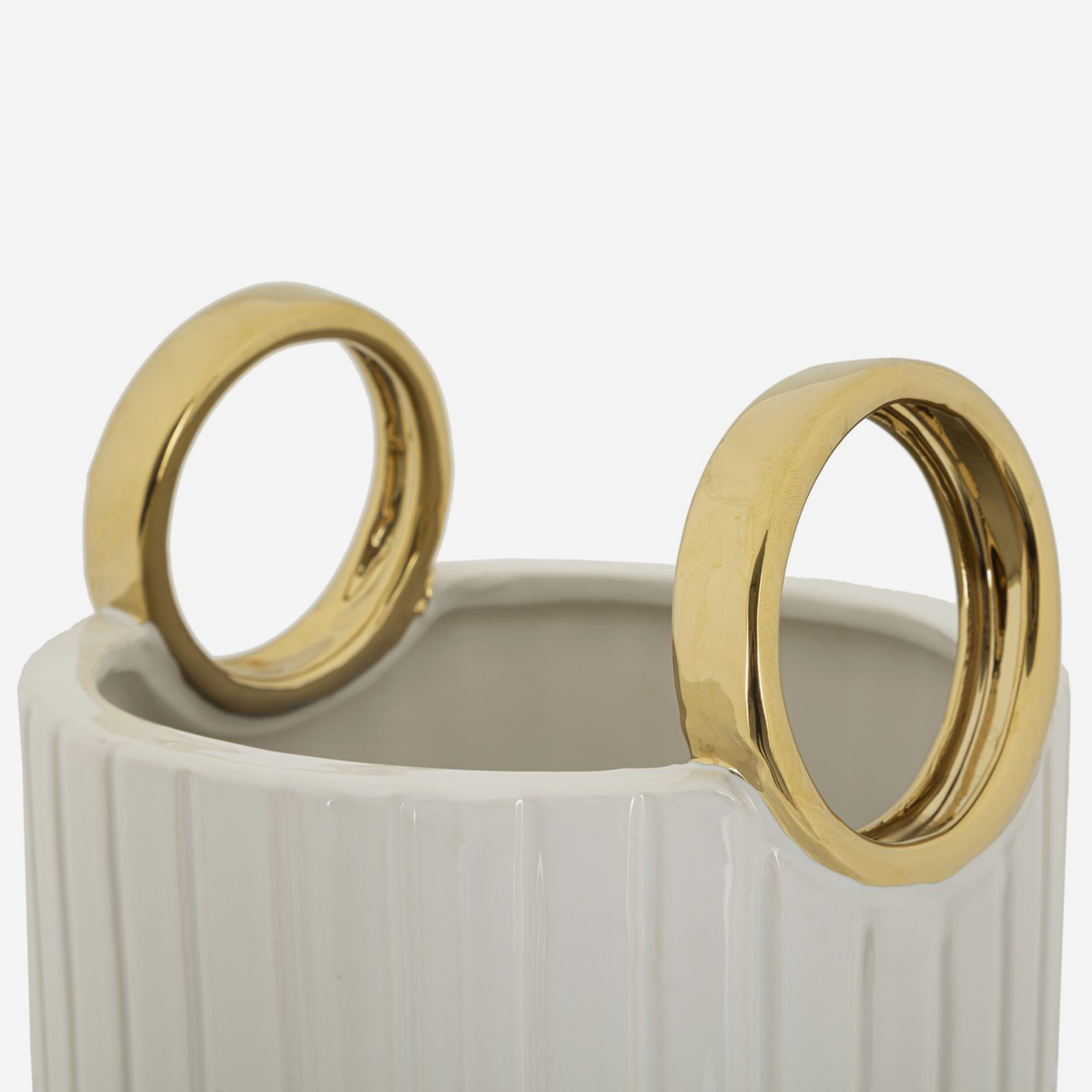 Vaso arredo in ceramica con rilievi e anelli decorativi Shopping 45