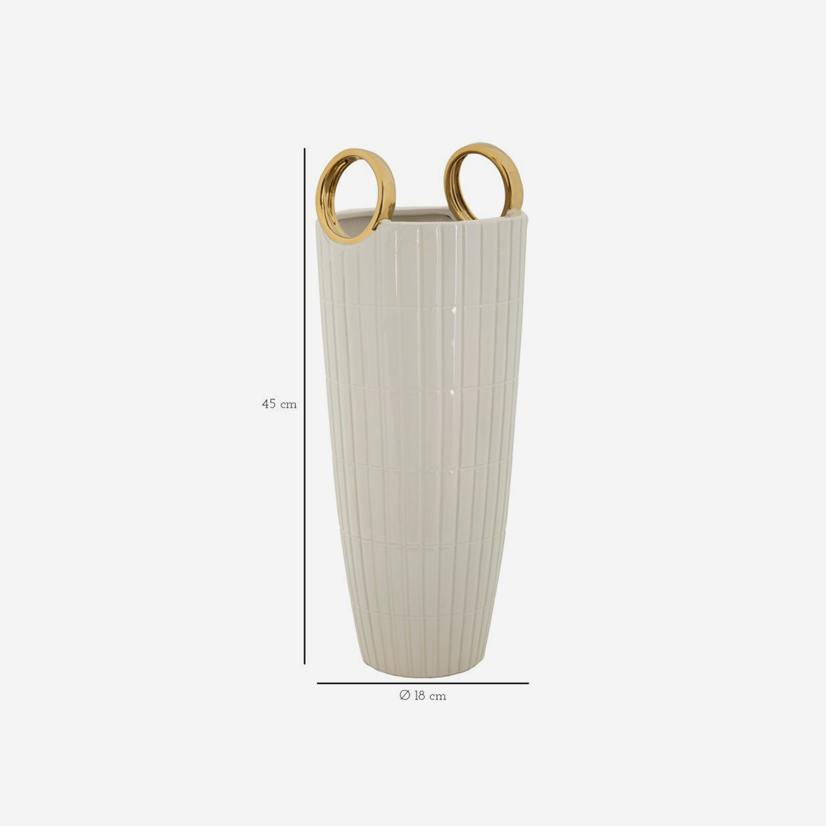 Jarrón decorativo de cerámica con relieves y anillos decorativos Shopping 45