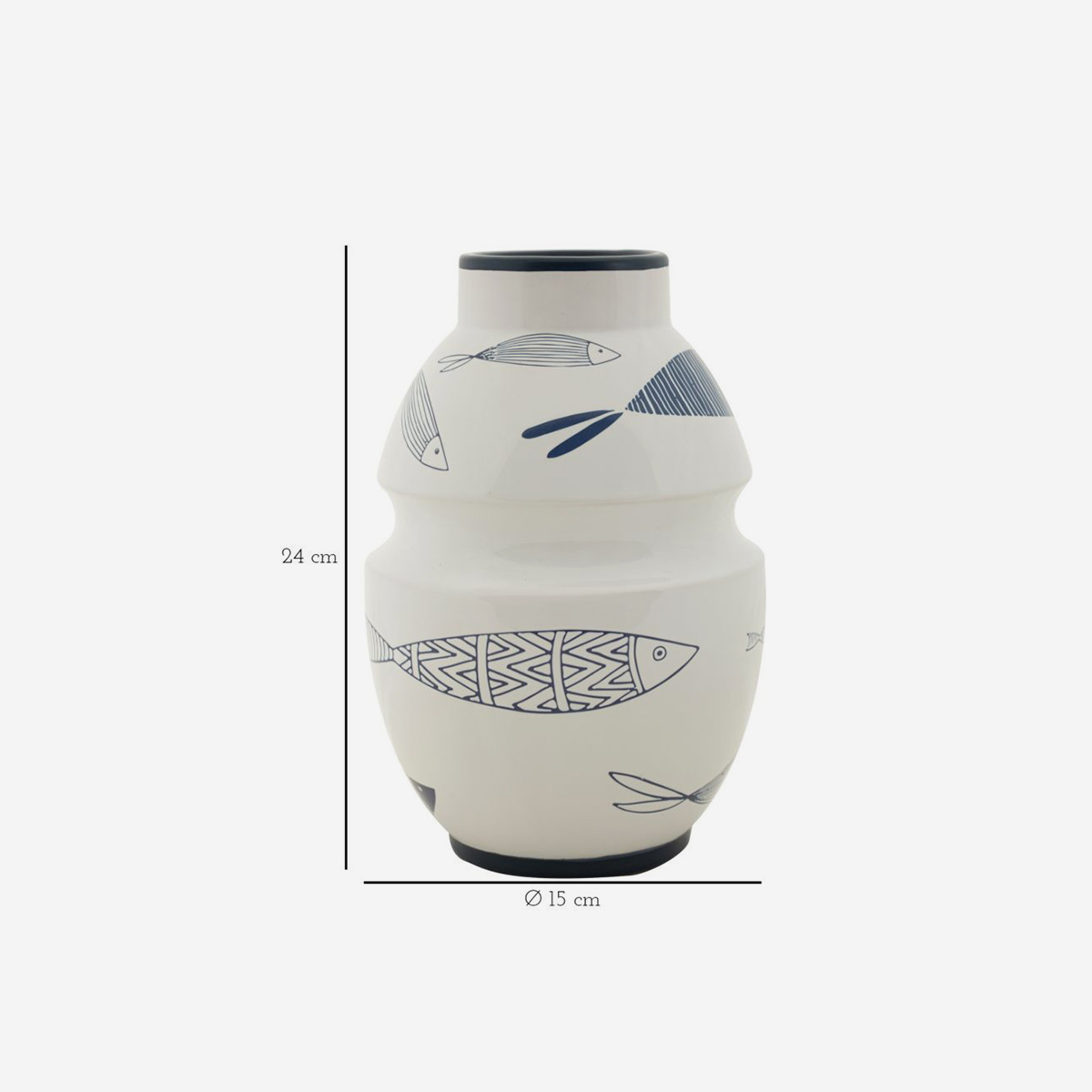 Vaso decorativo in ceramica da interno Fish 24