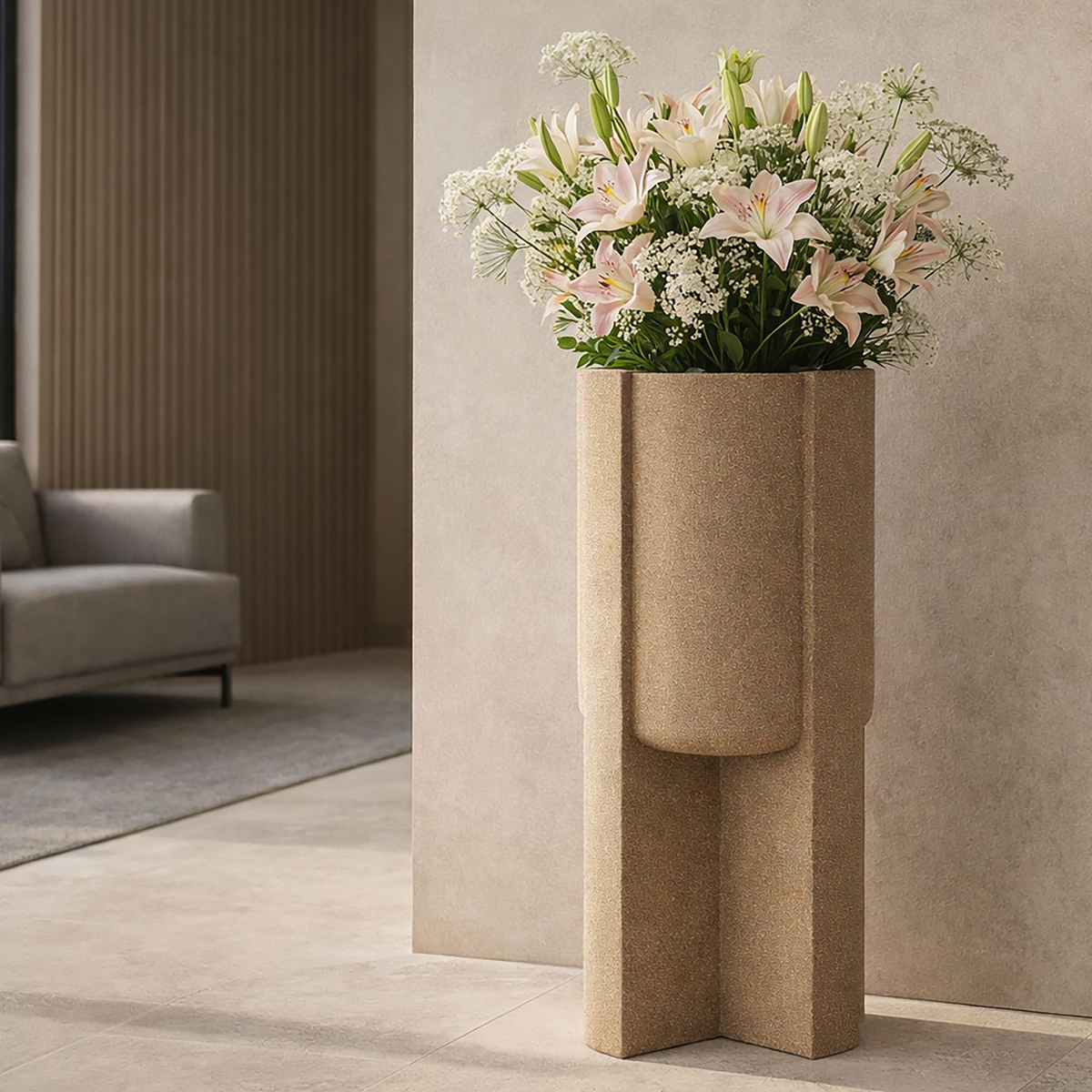 Vase d’extérieur design en résine Moai 80