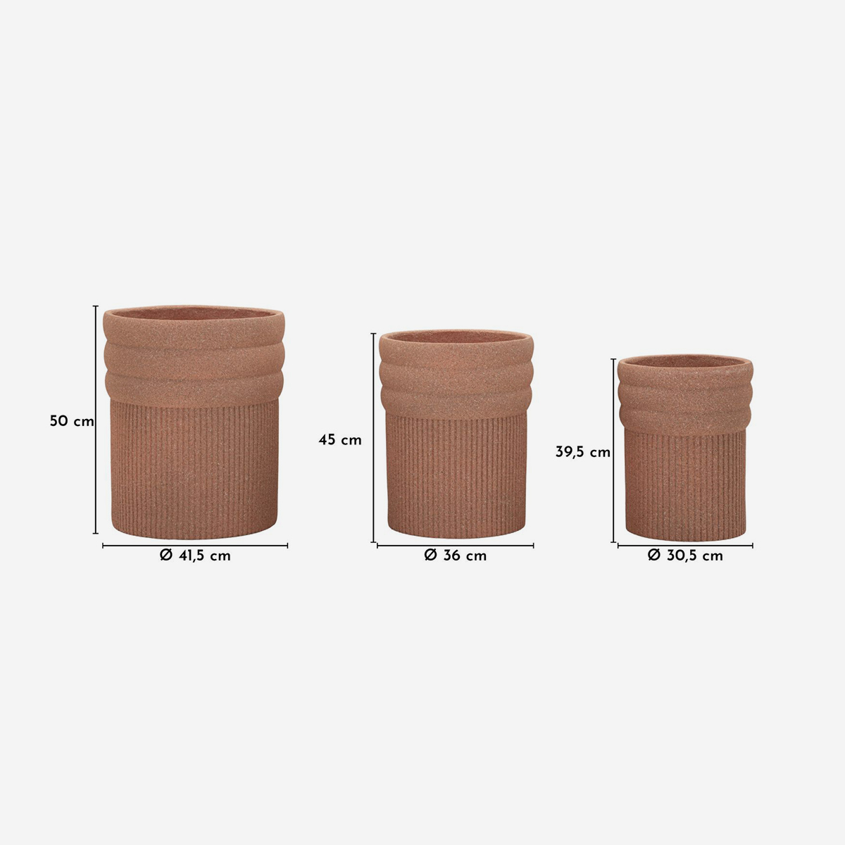 Lot de 3 pots d’extérieur en polyrésine Colombia