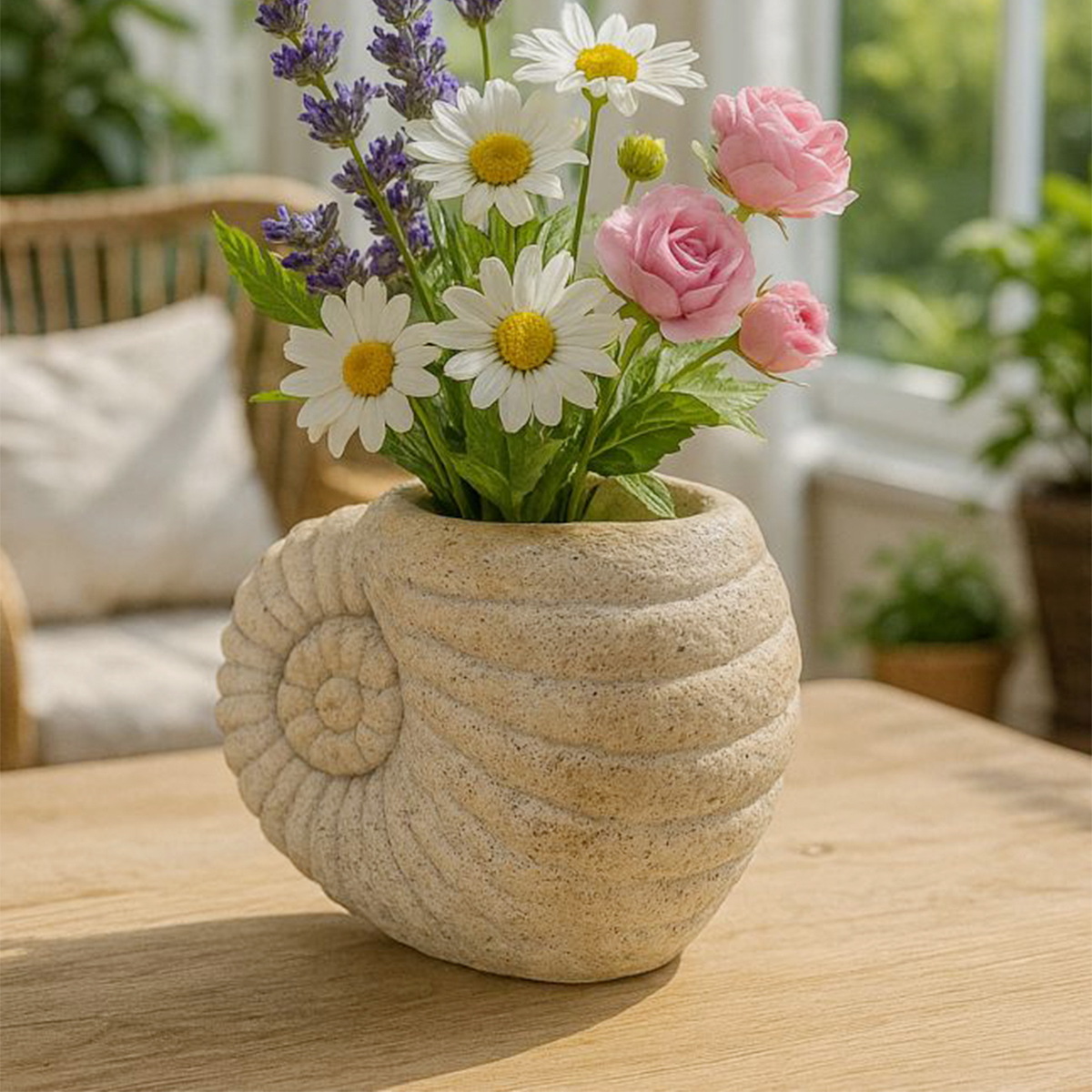 Vaso decorativo a conchiglia in MGO Shell Sand A