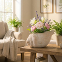 Maceta decorativa para interior y exterior en MGO Shell Sand B