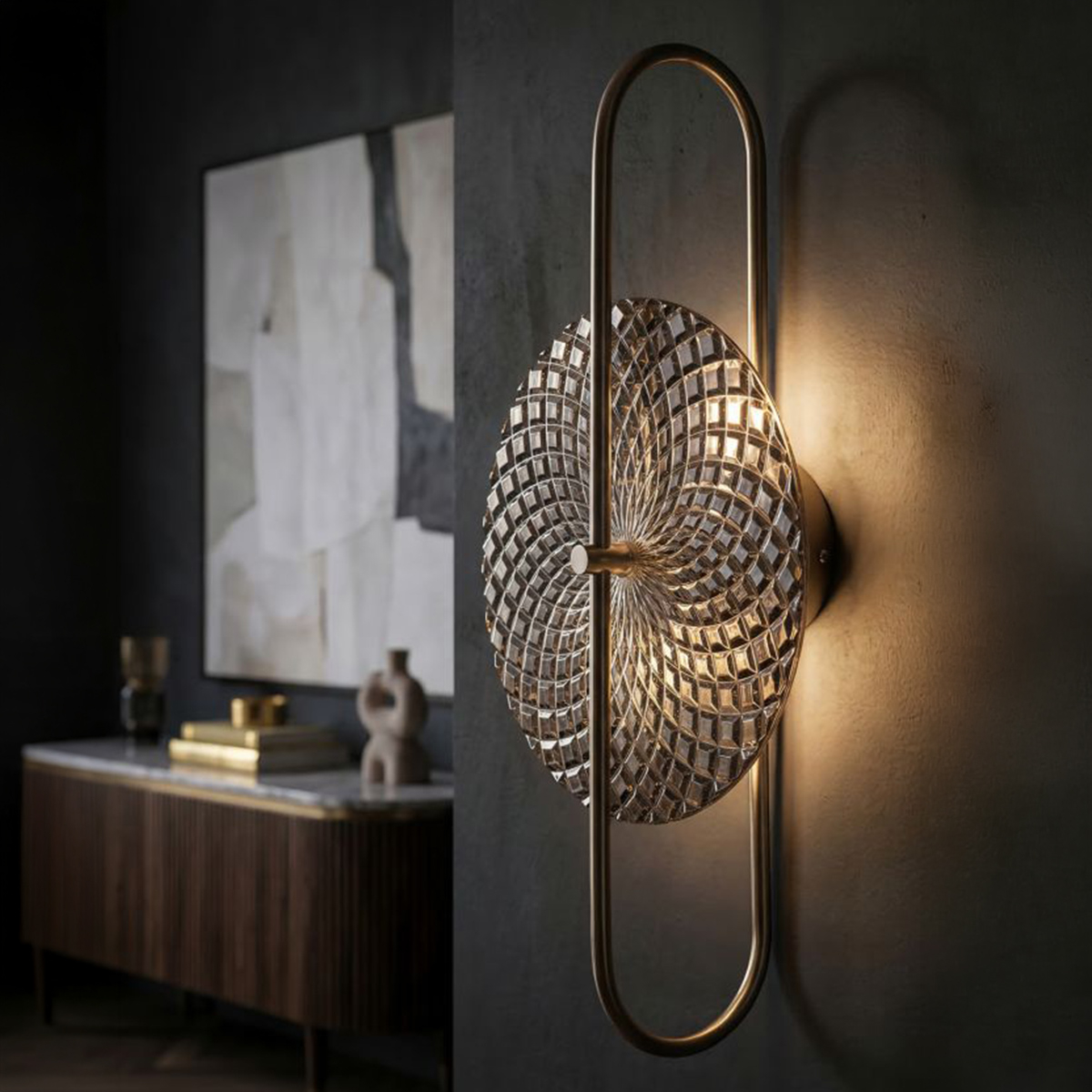 Aplique de pared de vidrio y hierro de 2 luces Silvery