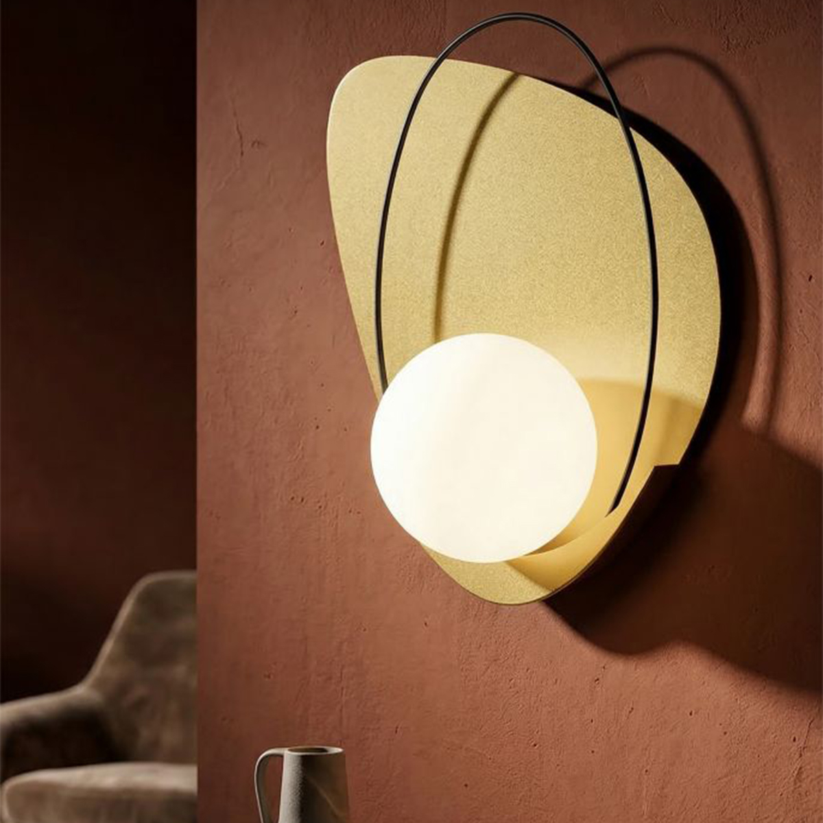 Lampada da parete in metallo e vetro per interni Circly