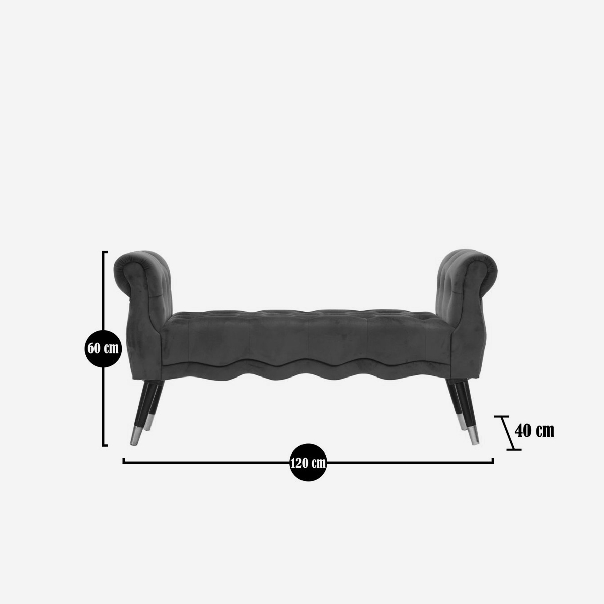 Banqueta tapizada de terciopelo para dormitorio y salón Paris