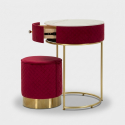 2-teiliges Schminktisch-Set mit Nachttisch und Samt-Hocker Vellit