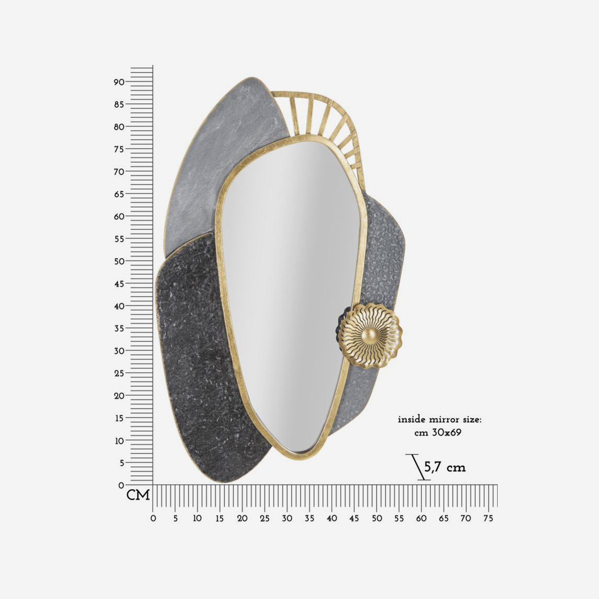 Specchio da parete di design in metallo Art