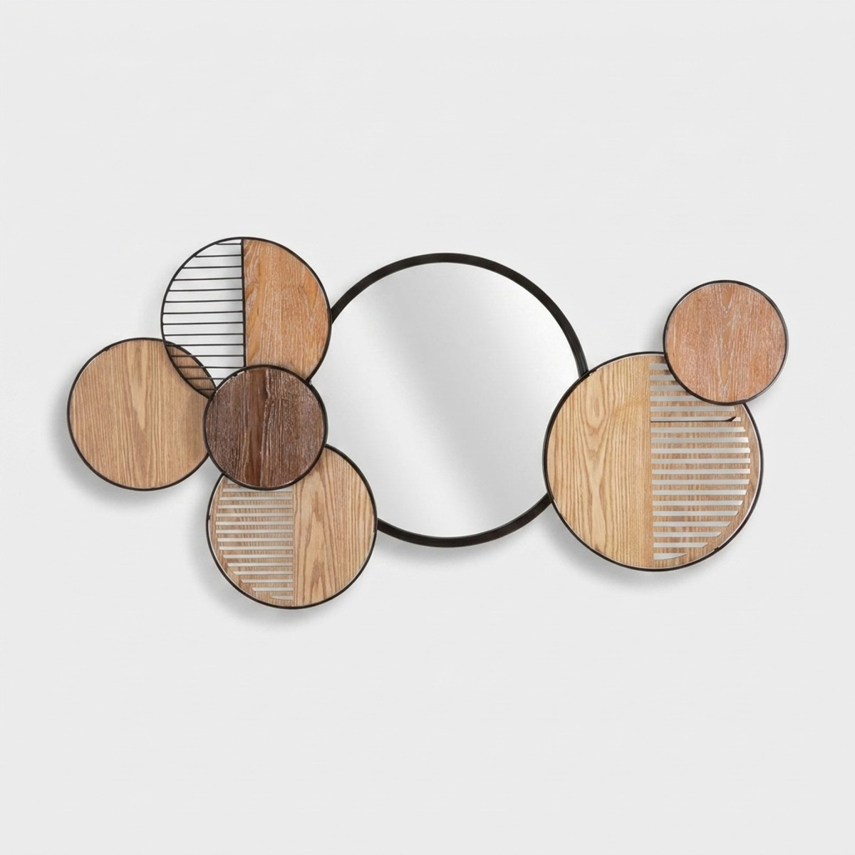 Espejo decorativo de pared en metal y MDF Woody