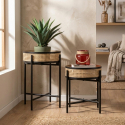 Set de 2 tables d’appoint rondes porte-plante en métal Fuji