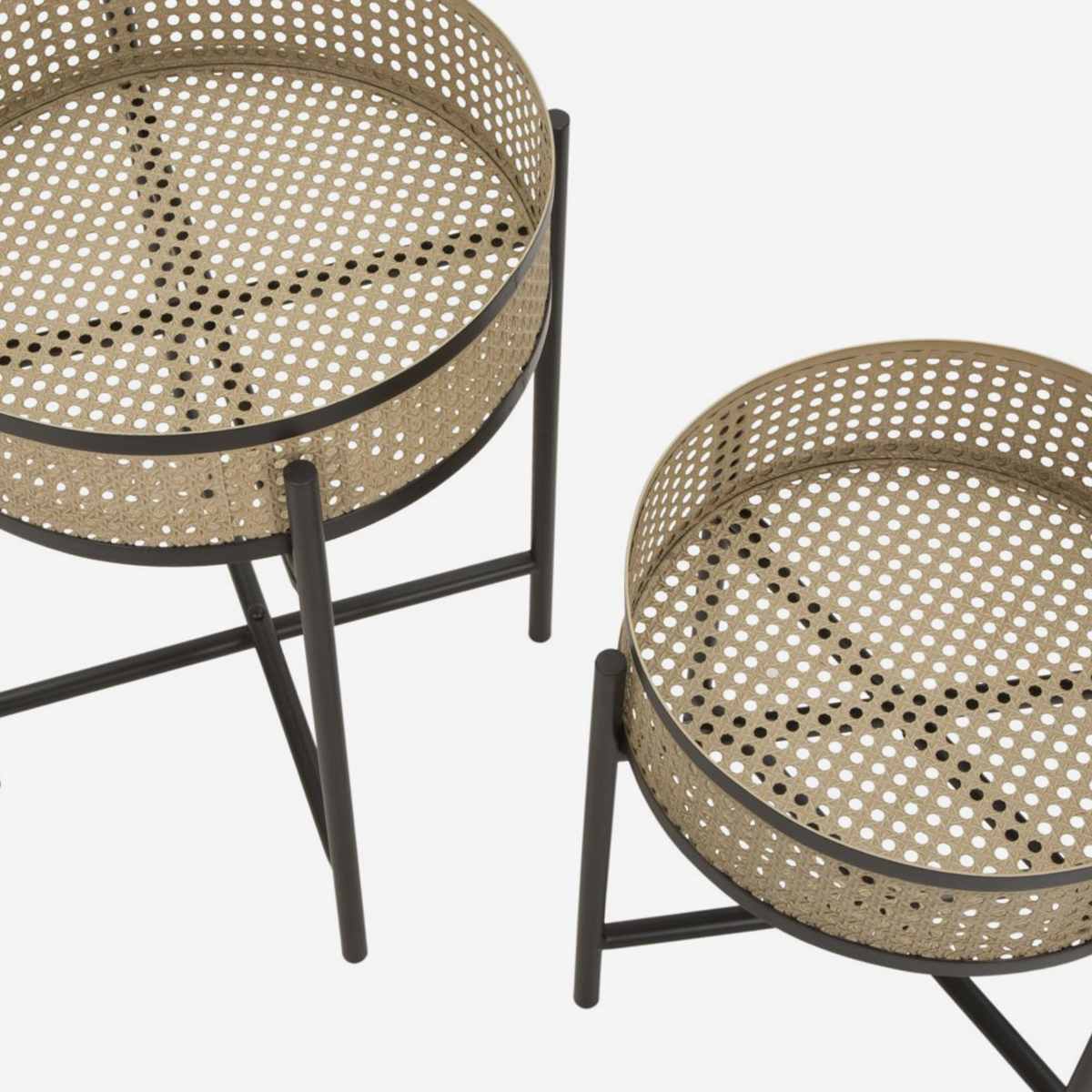 Set de 2 tables d’appoint rondes porte-plante en métal Fuji