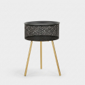 Tavolino contenitore rotondo in metallo Blacky 50
