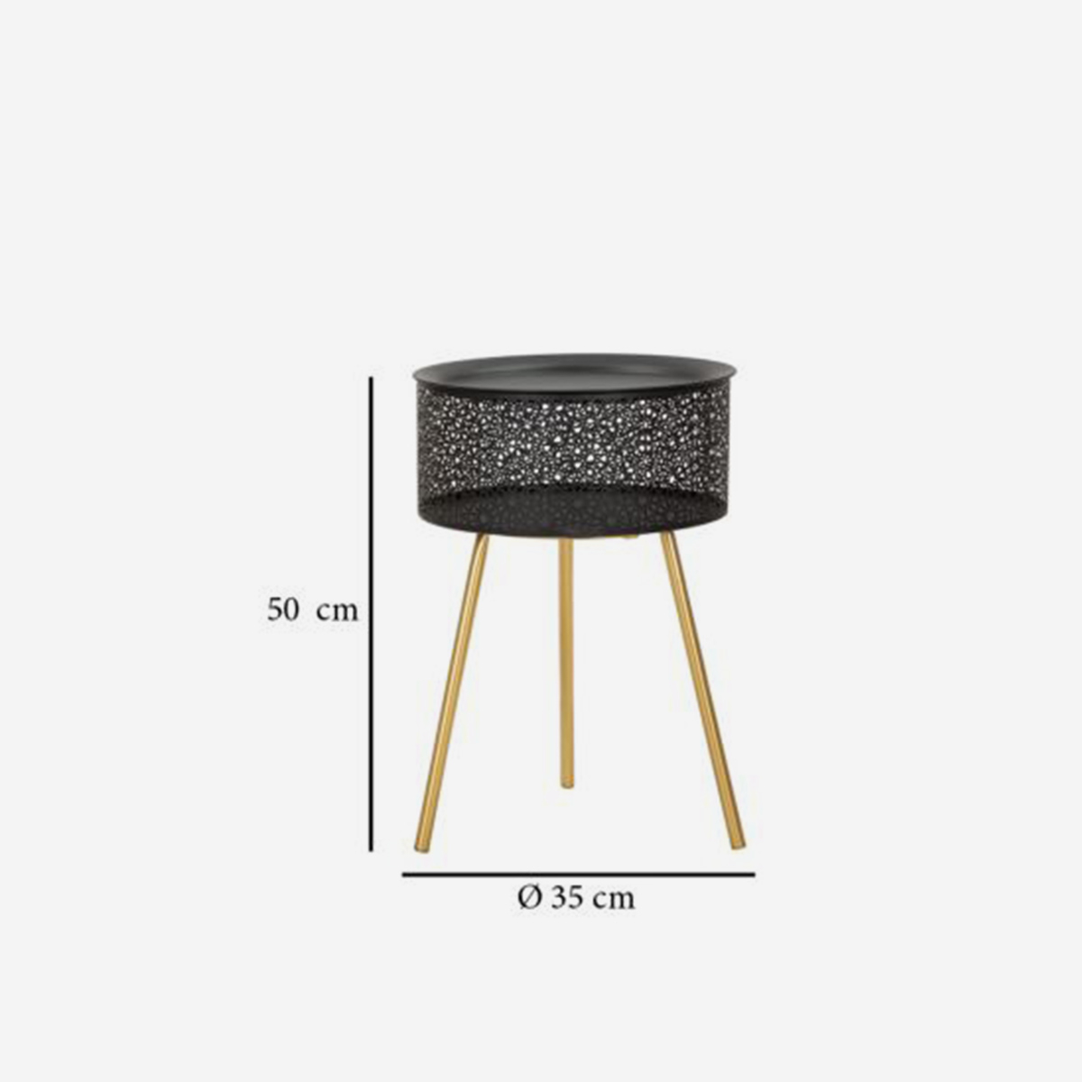 Mesa auxiliar redonda con almacenaje de metal Blacky 50