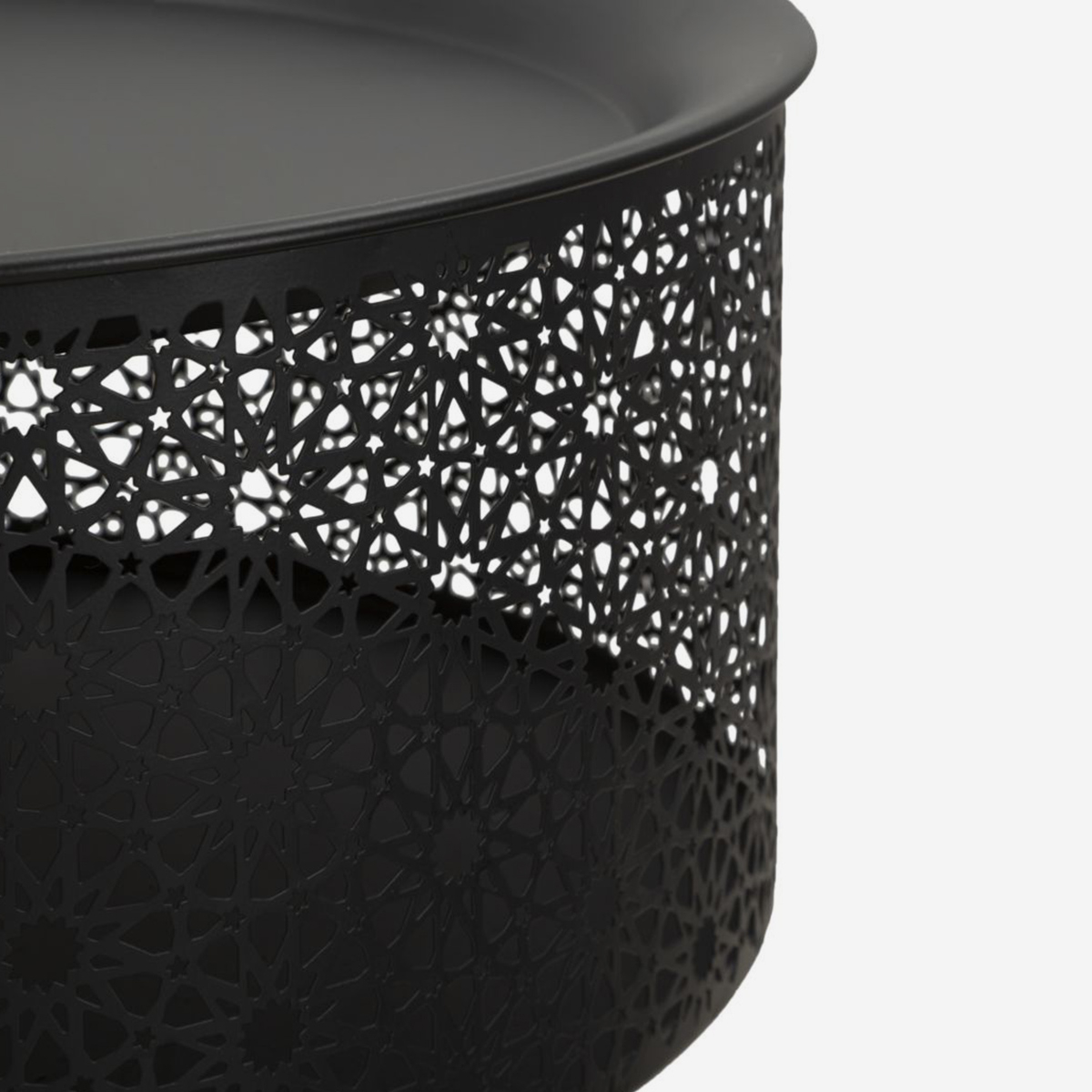 Tavolino contenitore rotondo in metallo Blacky 50