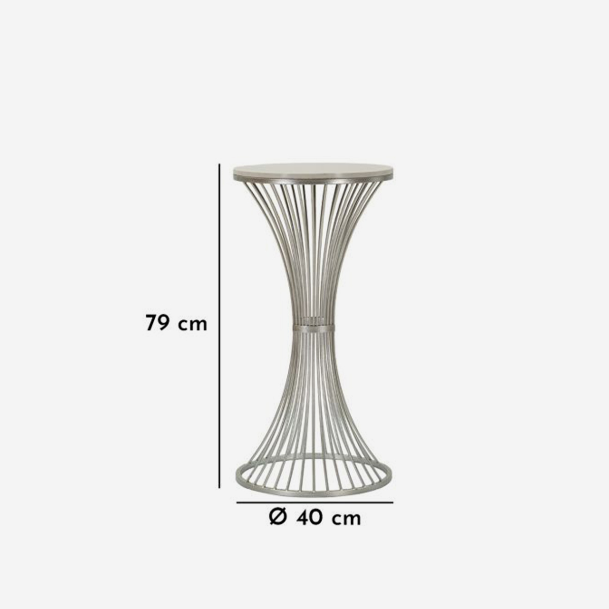 Tavolinetto alto in metallo e marmo Funnel 80