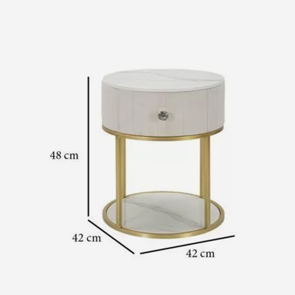 Table de chevet ronde avec tiroir et étagère Montpellier