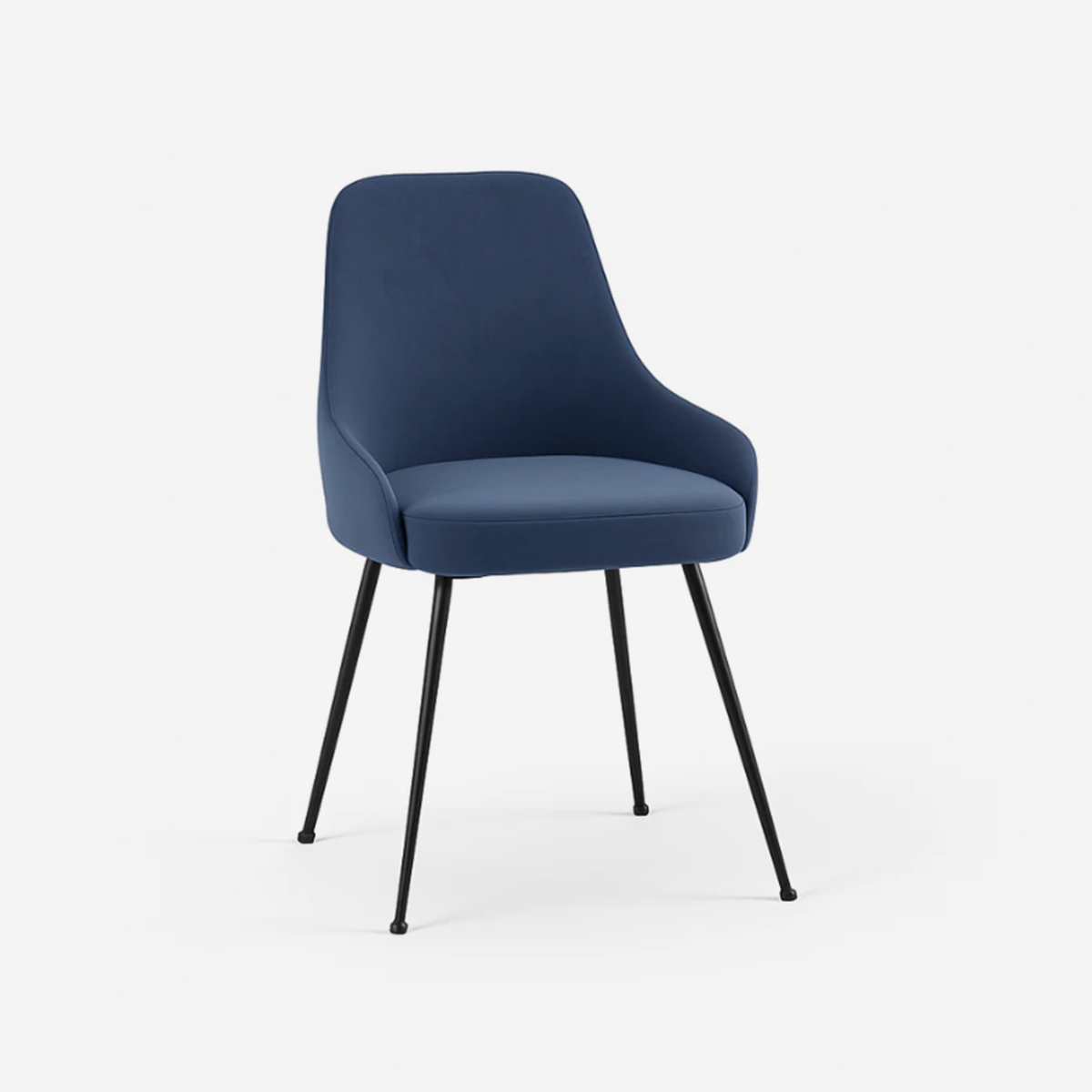 Silla tapizada en microfibra con patas metálicas Andromeda