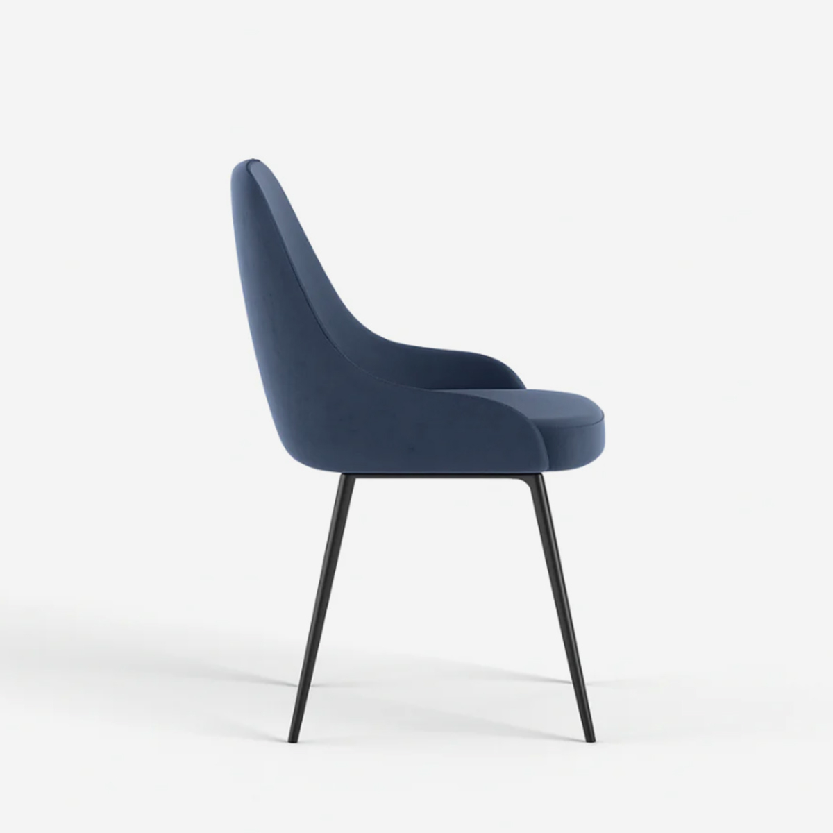 Silla tapizada en microfibra con patas metálicas Andromeda