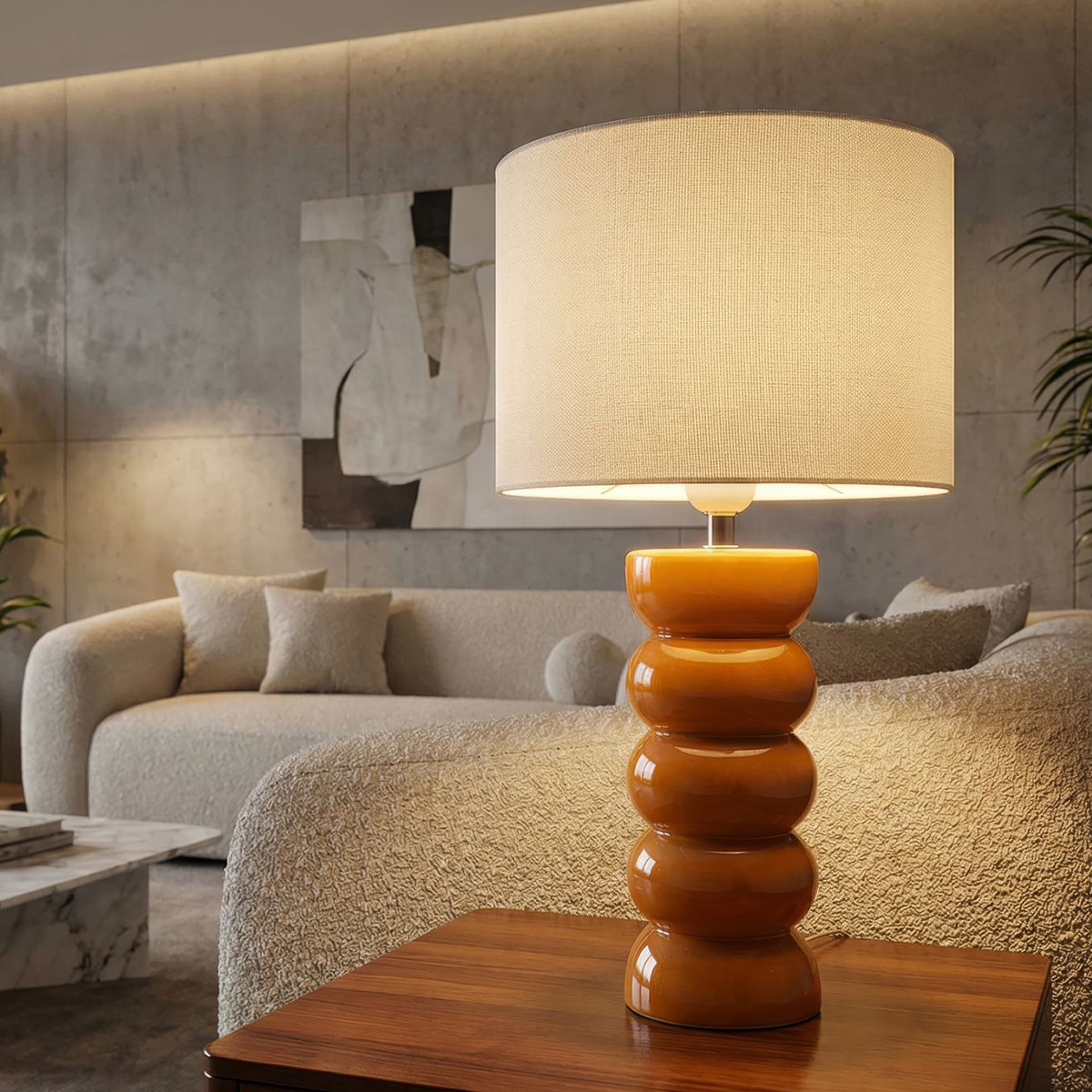 Lampada da tavolo in ceramica con paralume Torr