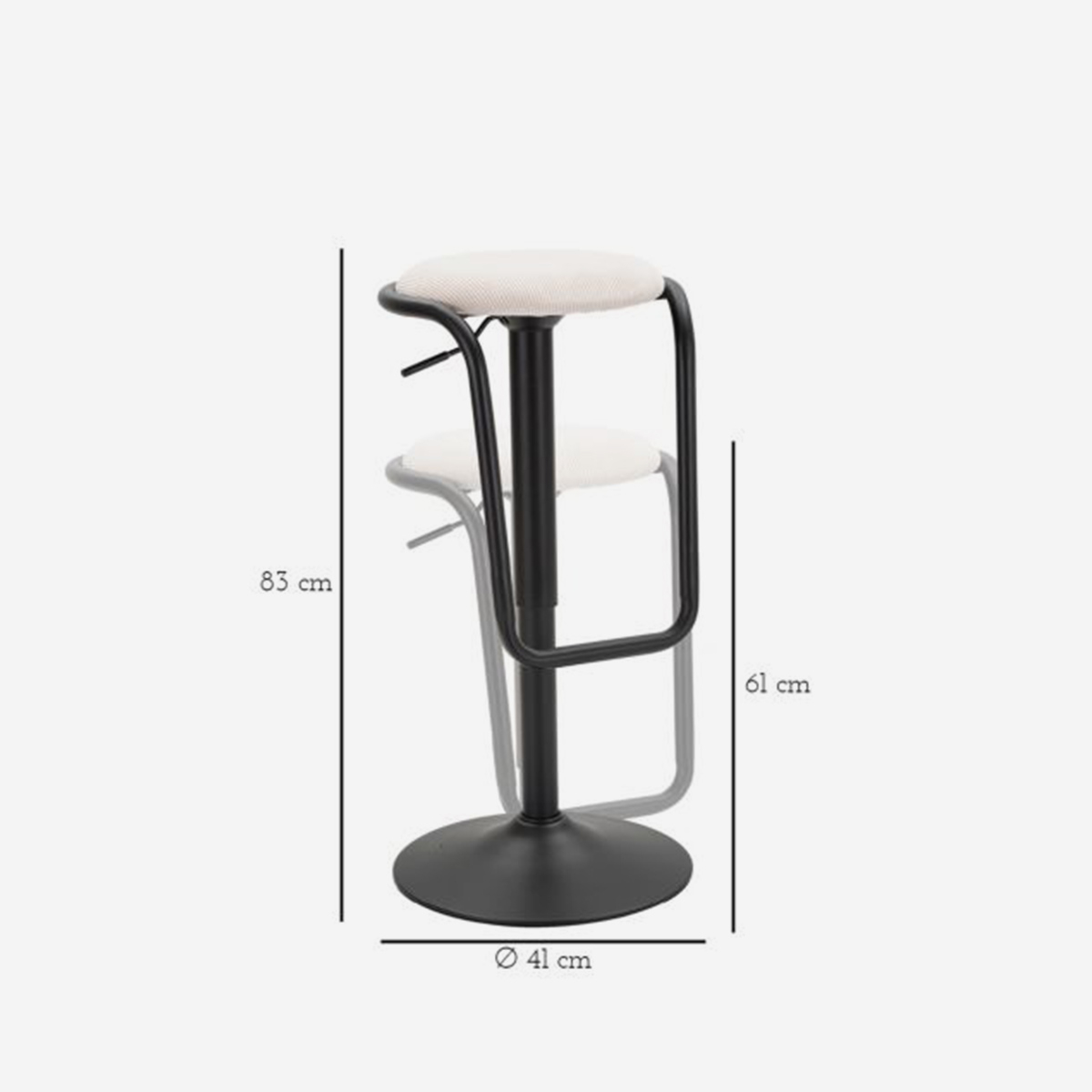 Taburete de bar giratorio regulable en tela Destiny
