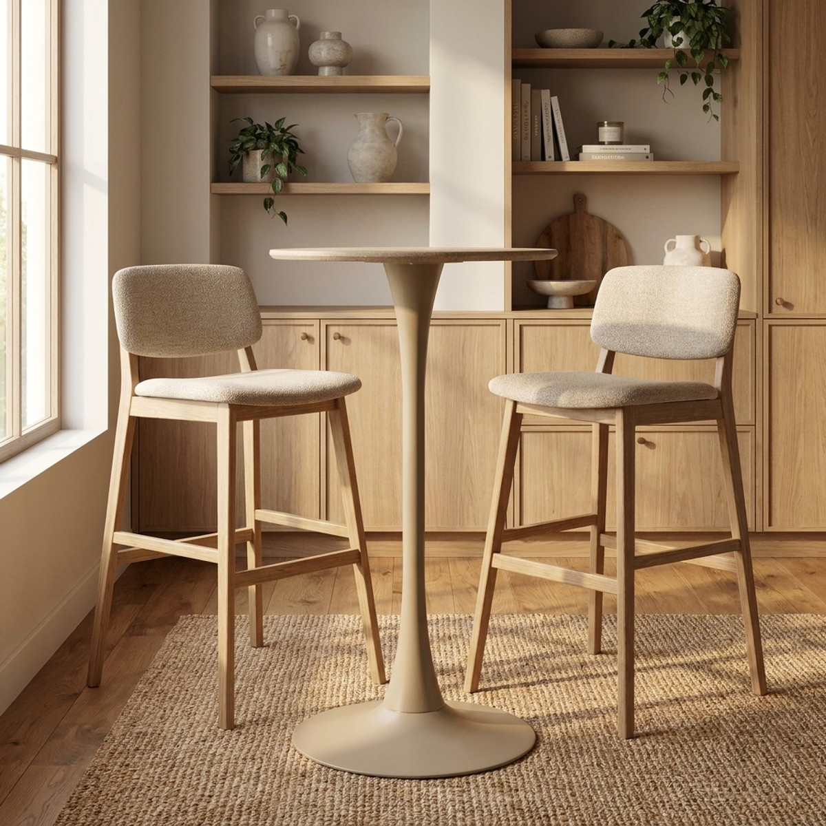 Runder Bartisch Alaska aus MDF und Eisen