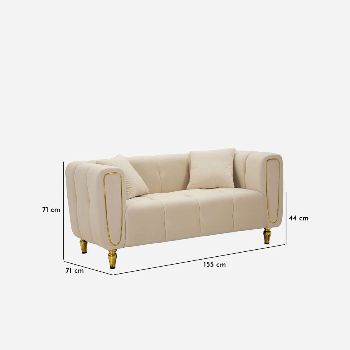 2-Sitzer-Sofa aus Samt mit Kissen Alma