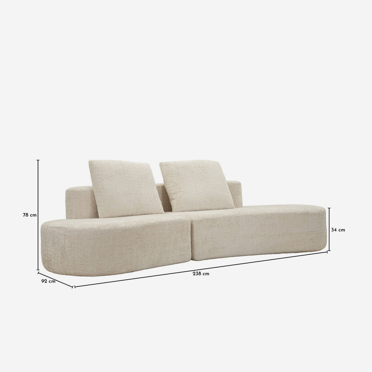 Sofá bouclé de diseño 3 plazas 238 cm Island