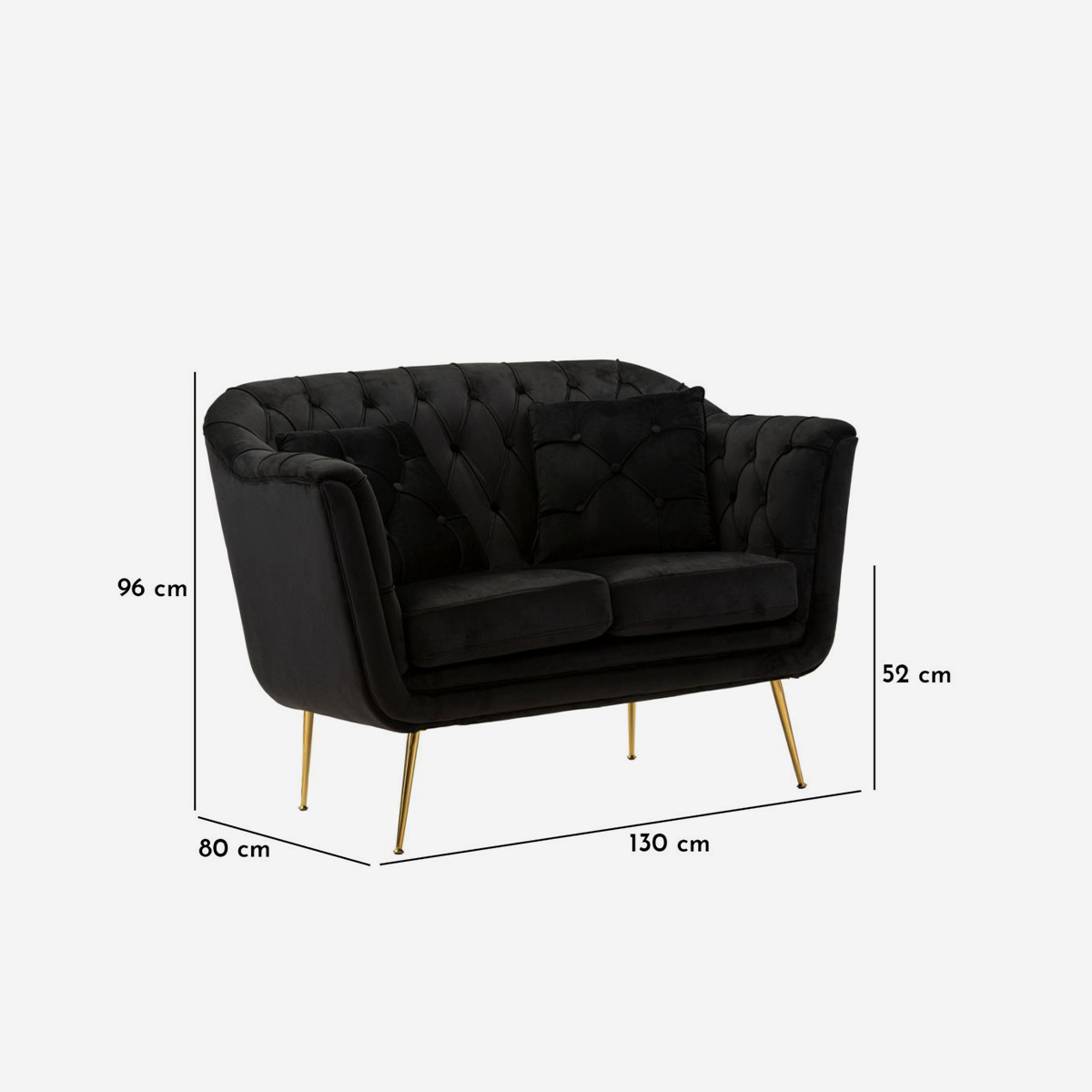 Gepolstertes 2-Sitzer-Sofa mit Kissen Budapest